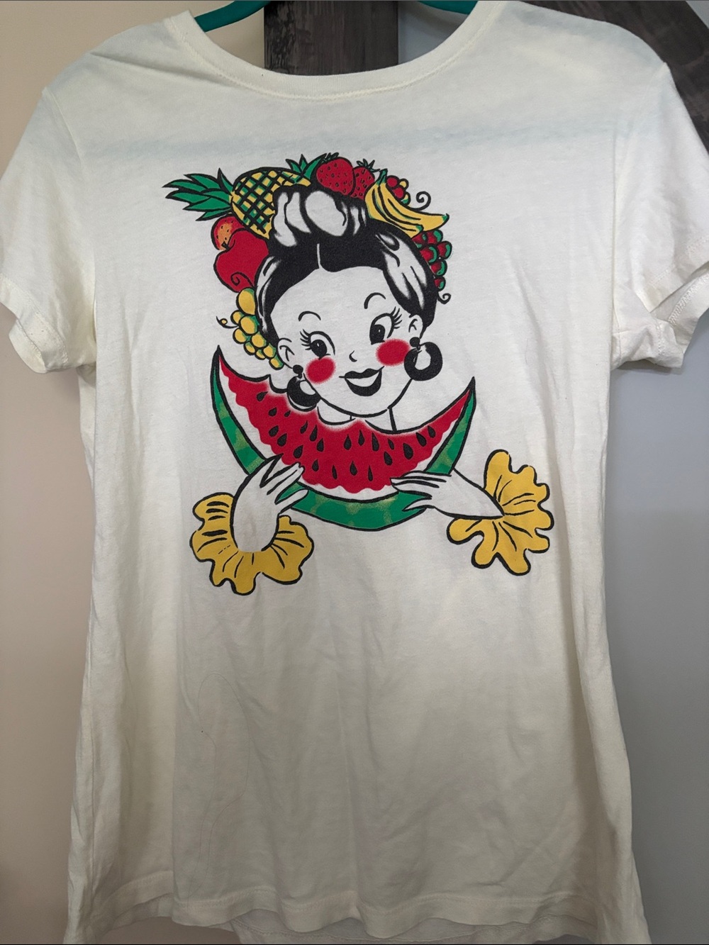 Miss Ladybug Pinup Retro Fruit Girl Print Tee